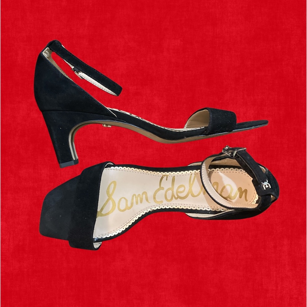 Sam Edelman Daniella Sandal Black Suede with gold colored accents size 7.5 EUC - Picture 3 of 9